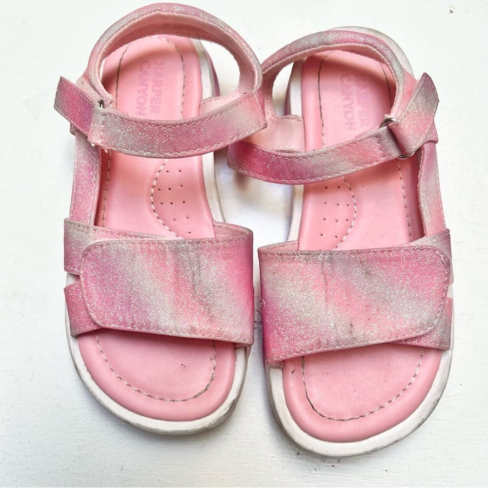 Harper Canyon Glittery Velcro Sandals Girls Toddler Pink Size 11 EUC